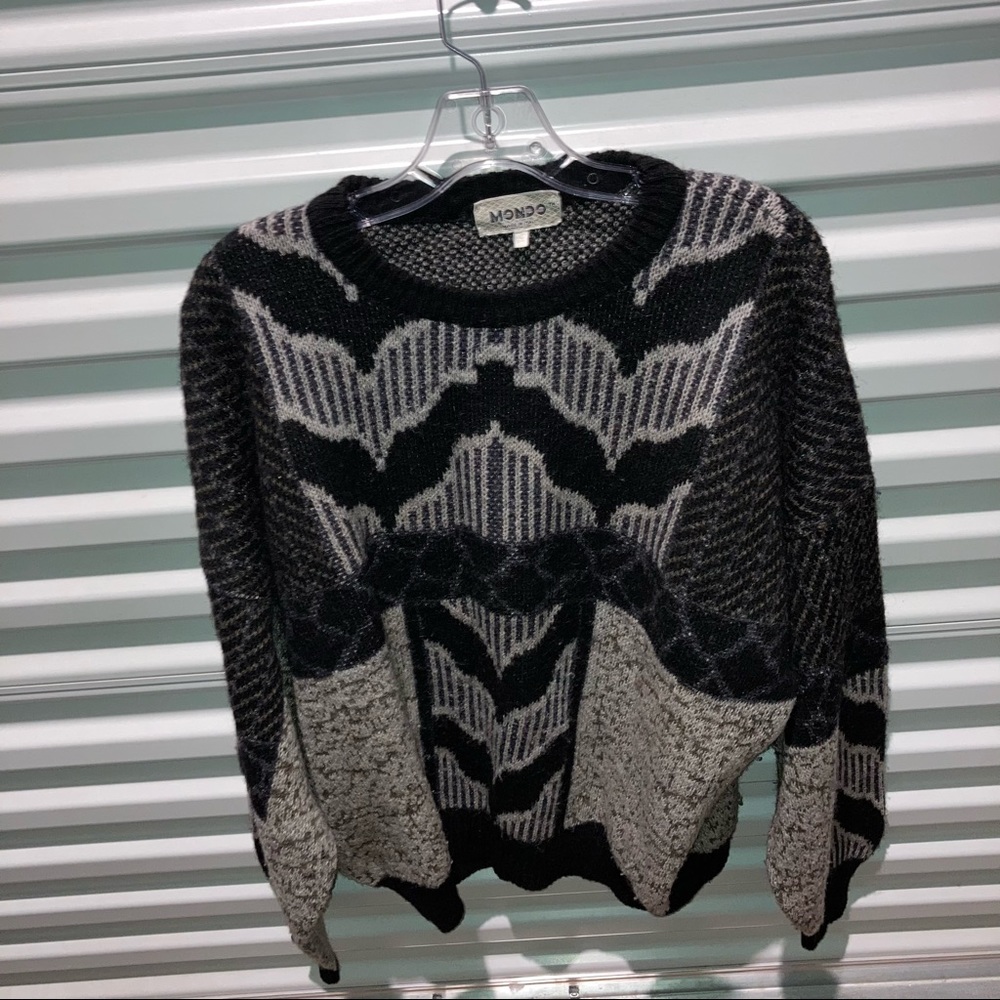 Mondo Sweater Men’s Size Large Abstract Long Sleeve Alpaca Wool Crew Pullover